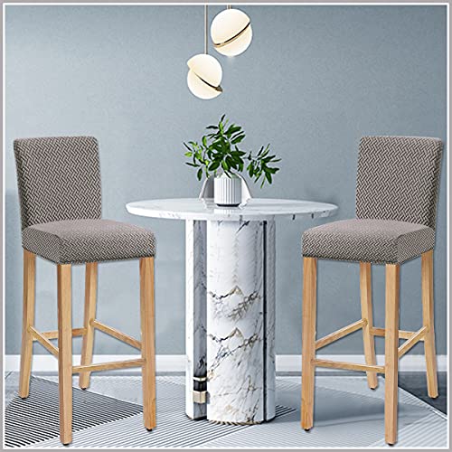 Shengyijing Stretch Waterproof Check Jacquard Bar Chair Covers,Removable Washable Chair Slip Cover For Short Rotating Dining Chair Back Chair Bar Stool Chair (Light Gray1, Set Of 2) #TOP5
