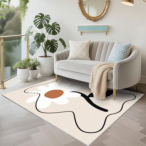 Tapis crème antidérapant pour protéger le sol du salon - 7