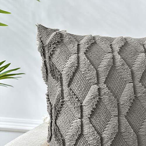 Lhkis Throw Pillow Covers 24X24, Dark Gray Decorative Boho Pillow Case Cushion Cover With Velvet Luxury Soft Plush Short Wool For Couch Sofa Bedroom Car, Set Of 2 #TOP2