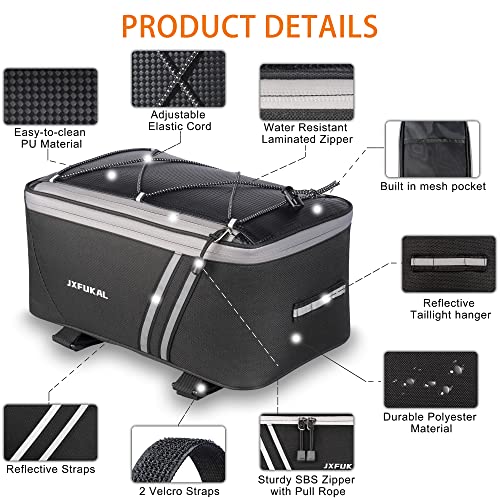 JXFUKAL Rear Bike Rack Bag with Rain Cover, 7L/9L/10L/12L