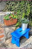 ÖLBAUM Kniebank Garten, Hocker Holz, Blumenampel für außen - KOMPLETT BLAU HELL 40 cm | Blumentreppe | Blumenampel | Pflanzenhocker | Blumenhocker Holz | Gartenhocker Kniebank