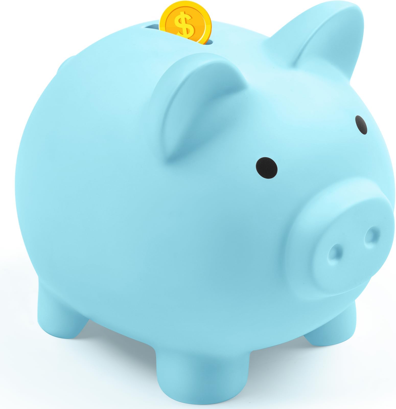 Vcertcpl Unbreakable Plastic Piggy Bank - Money Saving Box for Cash, Kids & Adults, Blue