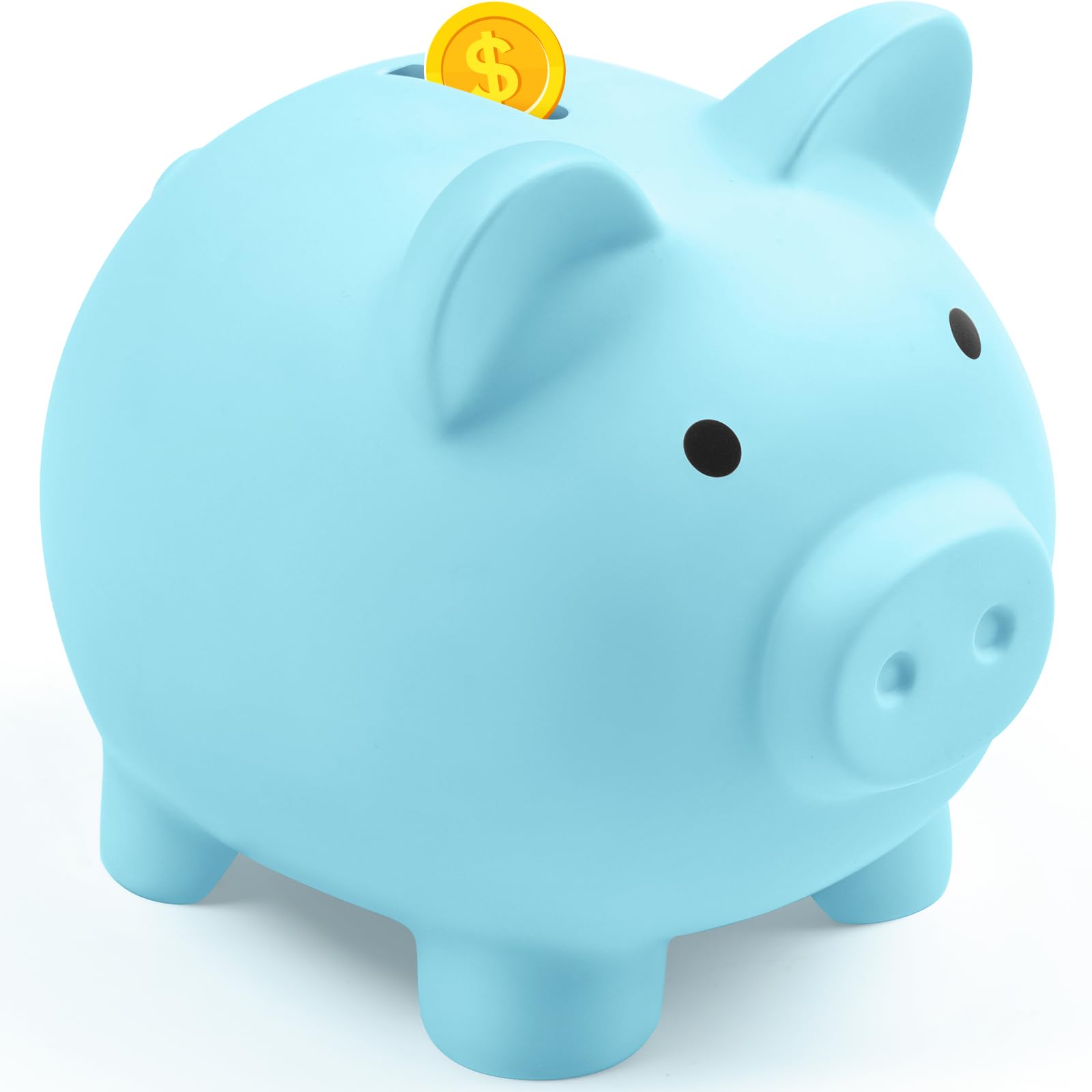 Vcertcpl Unbreakable Plastic Piggy Bank - Money Saving Box for Cash, Kids & Adults, Blue