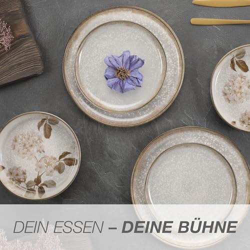 Moritz & Moritz BLOSSOM Porzellan Geschirrset 6 Personen 18-tlg. - Modernes Tafelservice mit verspieltem Design - Pflegeleichtes Kaffeeservice mit Teller Set & Schüsseln - Kombiservice