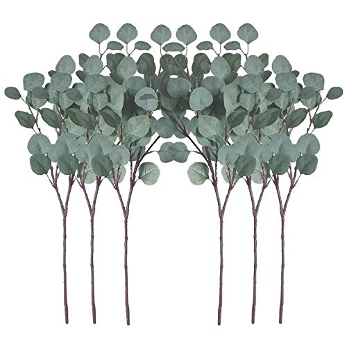 ZHIIHA Pack of 6 Artificial Silver Dollar Eucalyptus Leaves Artificial Greenery Faux Holiday