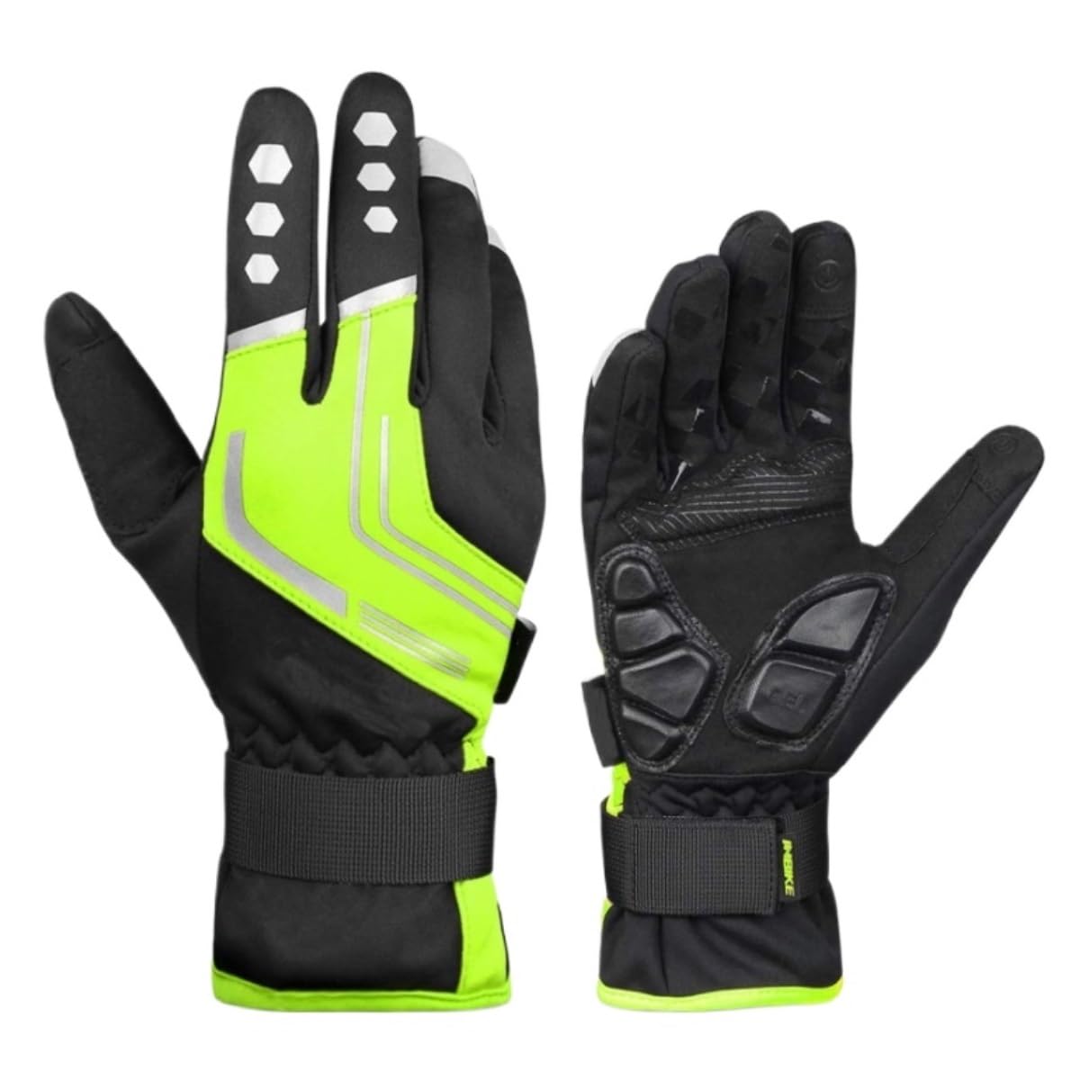 Guantes de Ciclismo El Cojín del Gel De Los Guantes De La Bicicleta Calienta Todos Los Guantes De La Pantalla Táctil De Los Guantes De La Bicicleta del Dedo Guantes Deportivos(Grün,M)
