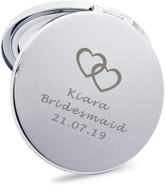 howson london Personalised Compact Mirror for Girl Birthday Valentine's Day Wedding Anniversary Mother's Day Customized Gift for Her Mum Bridesmaid Friend (Hearts)