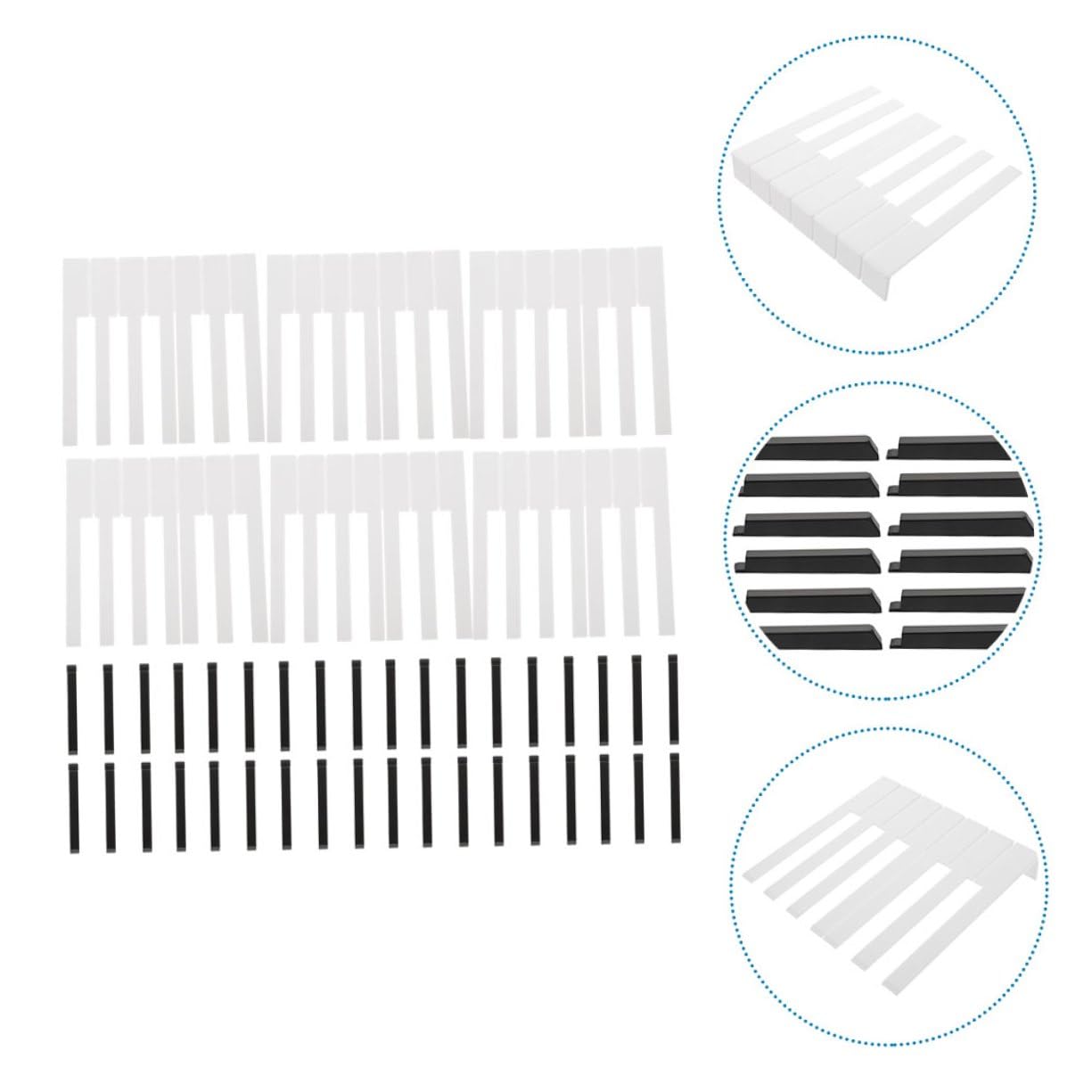 Cabilock Kit Profesional de 88 Piezas de Cubiertas Acrílicas para Teclas Claras de Piano Herramientas para Reparación y Reemplazo de Teclados, Adecuado para Mantenimiento Musical
