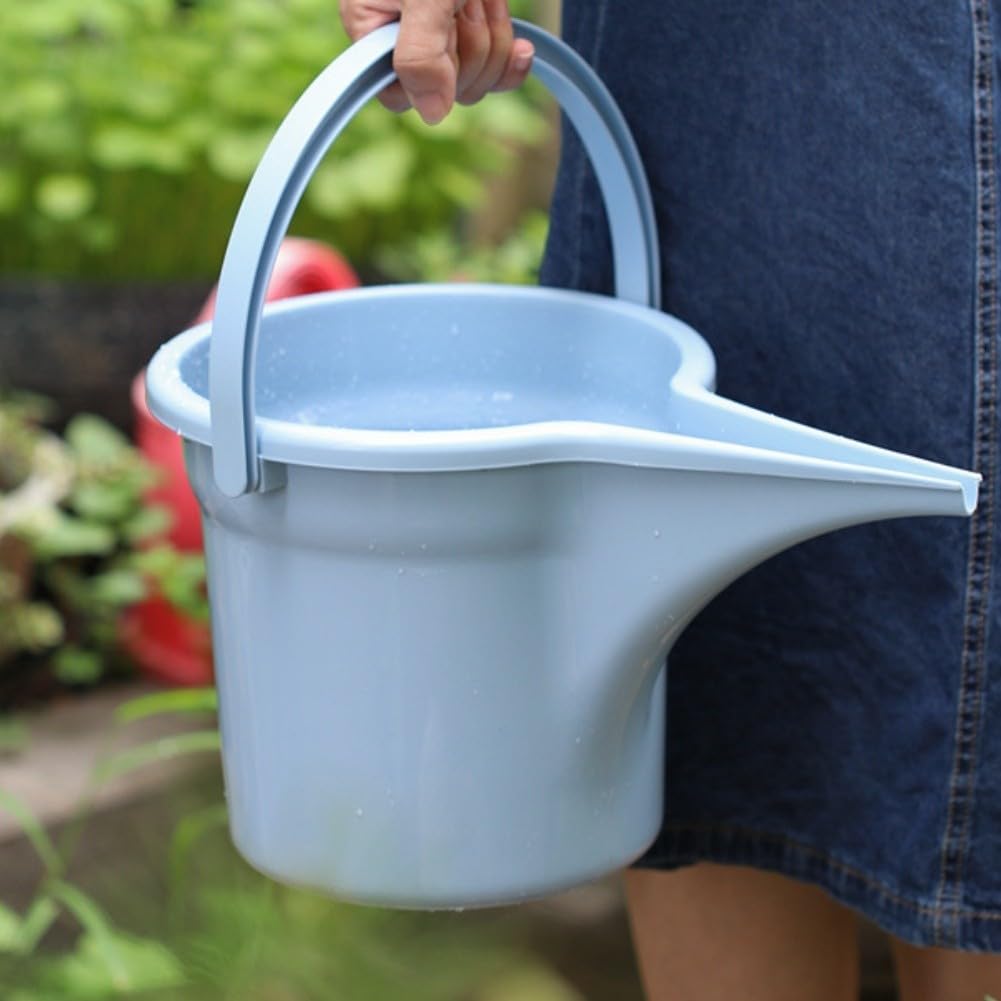 Arrosoir à long bec en plastique pour intérieur et extérieur avec double poignée ergonomique et construction épaisse résistante aux intempéries, rose (bleu)