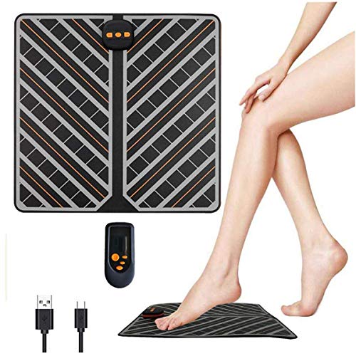EMS Masajeador de Pie Plegable, Estimulador de Pie Recargable con Remoto Control 6 Modos15 Niveles Intensidad Ajustable para Mejorar la Circulación Sanguínea y Relajación del Dolor
