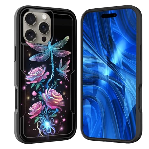 JHYYTUJTYP for iPhone 16 Pro Max Case,[Military Grade Drop Tested] Heavy-Duty Tough Rugged Shockproof Protective Case for iPhone 16 Pro Max 6.9 inch 2024,Rose Dragonfly - image 1