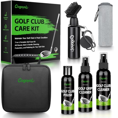 cogoyolo Pro Golf Club Care Kit with Golf Club Cleaner Polish Brush Grip Cleaner Golf Club Cleaning Kit Golf Accessories for Men Golf Gifts for Golfers