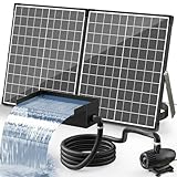 POPOSOAP Solar Pond Waterfall Spillway Kit, 55W Folding Solar Panel & Pond Pump Included, DIY Water Feature for Garden, Balcony, Indoor Aquarium & Small Ponds-P5552