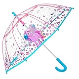Paraguas largo para niña transparente con estampado unicornio