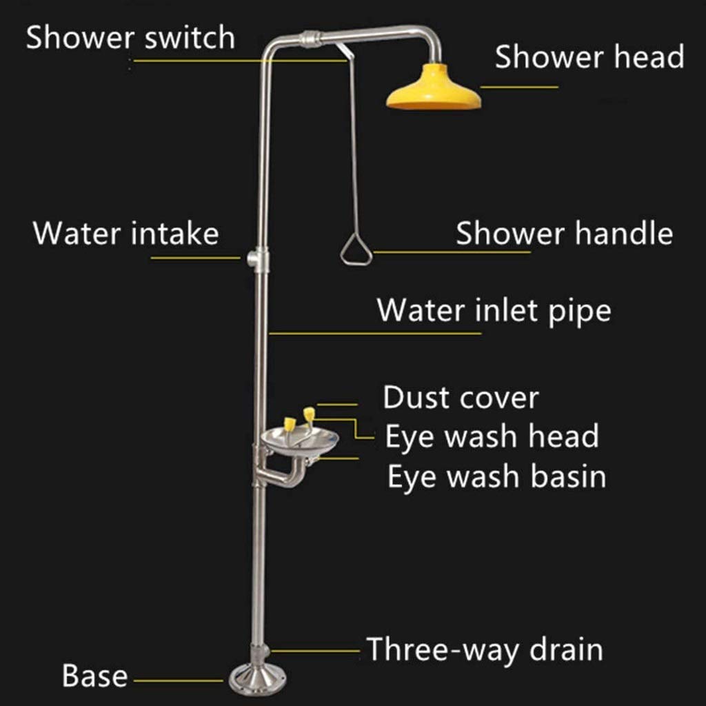 Station de Lavage oculaire combinée, avec Interrupteur Manuel et à pédale, Douche d'urgence, système de Lavage de sécurité en Acier Inoxydable,