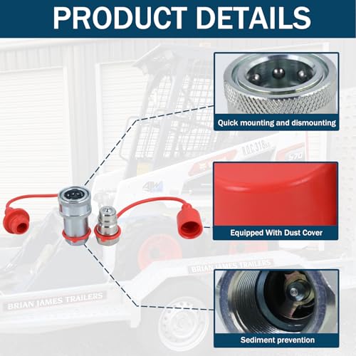 Image of 1 /2 inch NPT Ag Hydraulic Quick Connect Coupler, ISO 5675 Poppet Pioneer Style Tractor Couplers with Dust Caps, Interchangeable with Parker 4000 Series | Safeway S20 Series