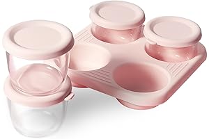 4-Pack Leakproof Baby Food Storage Glass Jars with Lids and Tray