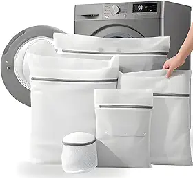 Kit 5 Sacos para Lavar Roupas Delicadas com Zíper Reforçado, Reutilizável, Proteção Total, para Máquina de Lavar, Ideal para Roupas Íntimas Linha Premium