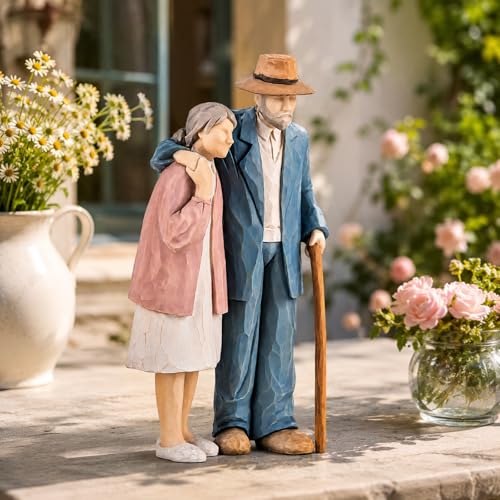Figura pareja ancianos en resina pintada a mano miniatura 3