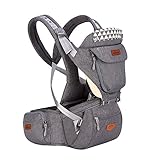 SUNVENO Babytrage Ergonomisch,Baby Carrier mit Abnehmbarer Kapuze, Hüftsitz baby mit Speicheltuch, 3in1 Babybauchtragen für Baby 3-36 Monate, Babyrückentragen 0-20Kg (Helles Luxusgrau)