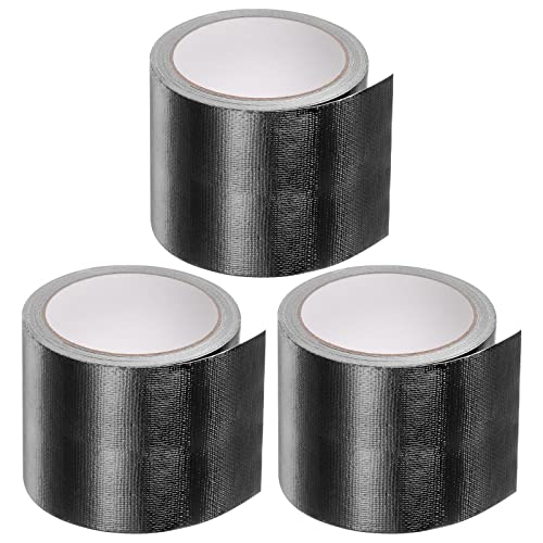 Image of HARFINGTON 3pcs Tarpaulin Repair Tape, 3.15 inch x24.6ft Waterproof Rip Stop Patch and Tent Repair Tape for Tear Resistant Tent Greenhouse, Black
