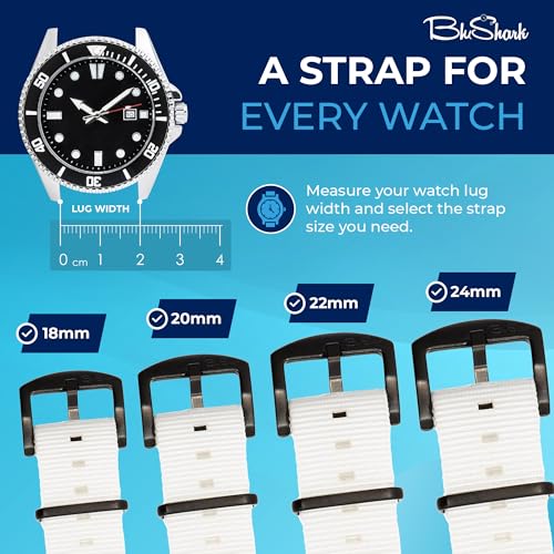 Image of BluShark - Original Collection Military-Style Waterproof Watch Strap, Fits All Timepiece Brands, Durable Nylon Wristwatch Accessories with Stainless Steel Buckle - 18mm, 20mm, 22mm & 24mm Watch Bands