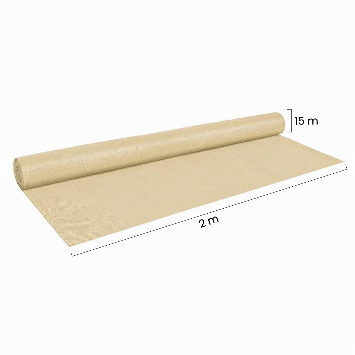 Brigros - Rete Ombreggiante in HDPE 120g/m² per Recinzione Giardino Esterno, Telo Frangivista Oscurante con Lunghezza 15M E Varie Altezze Disponibili, Teli Ombreggianti da Esterno (Alt. 2m, Beige)