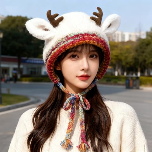 Chapeau de Noël tricoté coupe-vent doux et chaud pour femme