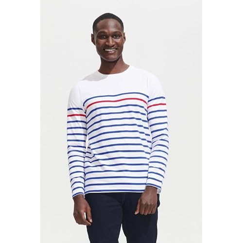 SOL'S Matelot LSL Men - Tee-Shirt Marinière Homme à Manches Longues - Blanc/Bleu Marine - S – vue 6