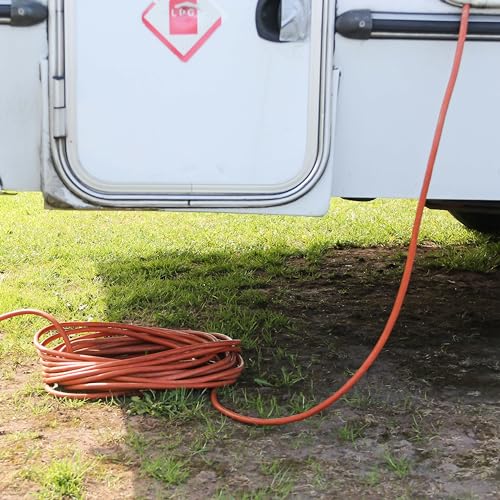 GADLANE CEE Verlängerungskabel 10m - Robustes Wohnwagen Kabel, 16 Ampere 240V Campingkabel - Gut Sichtbares Orangefarbenes - Camping Stromkabel Ideal für Wohnmobil (10 Meter)