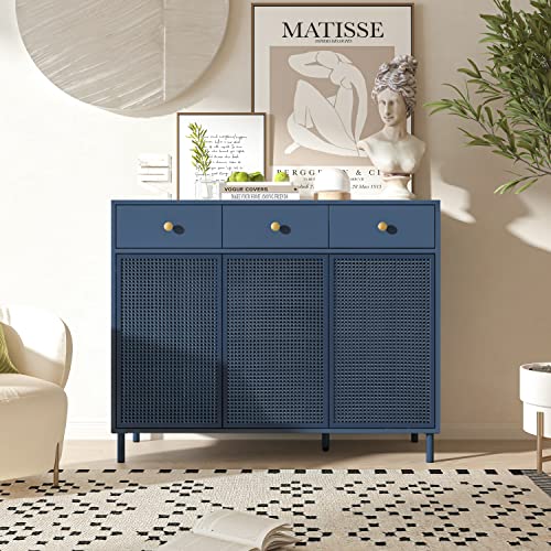 Levnary Sideboard Buffet Cabinet, Storage Cabinet With 3 Drawers And 3 Doors, Accent Console Table With Adjustable Shelves, Media Entertainment Center For Kitchen Living Room Entryway (Blue) #TOP2
