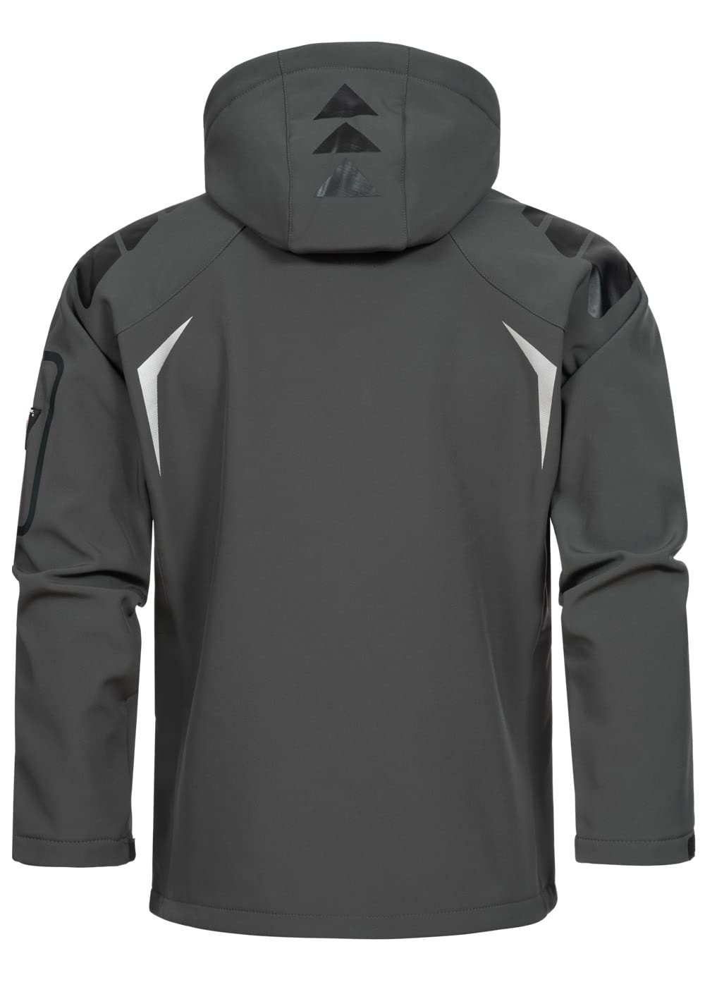 Geographical Norway Techno Men - Men's Waterproof Softshell Hooded Jacket - Comfortable Outdoor Jacket Tactical Windbreaker - Hiking Skiing Autumn Winter Spring (Dark grey-red XXL)