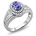 Imagen de Anillo de plata de ley 925 con piedra natal de tanzanita azul ovalada de 1