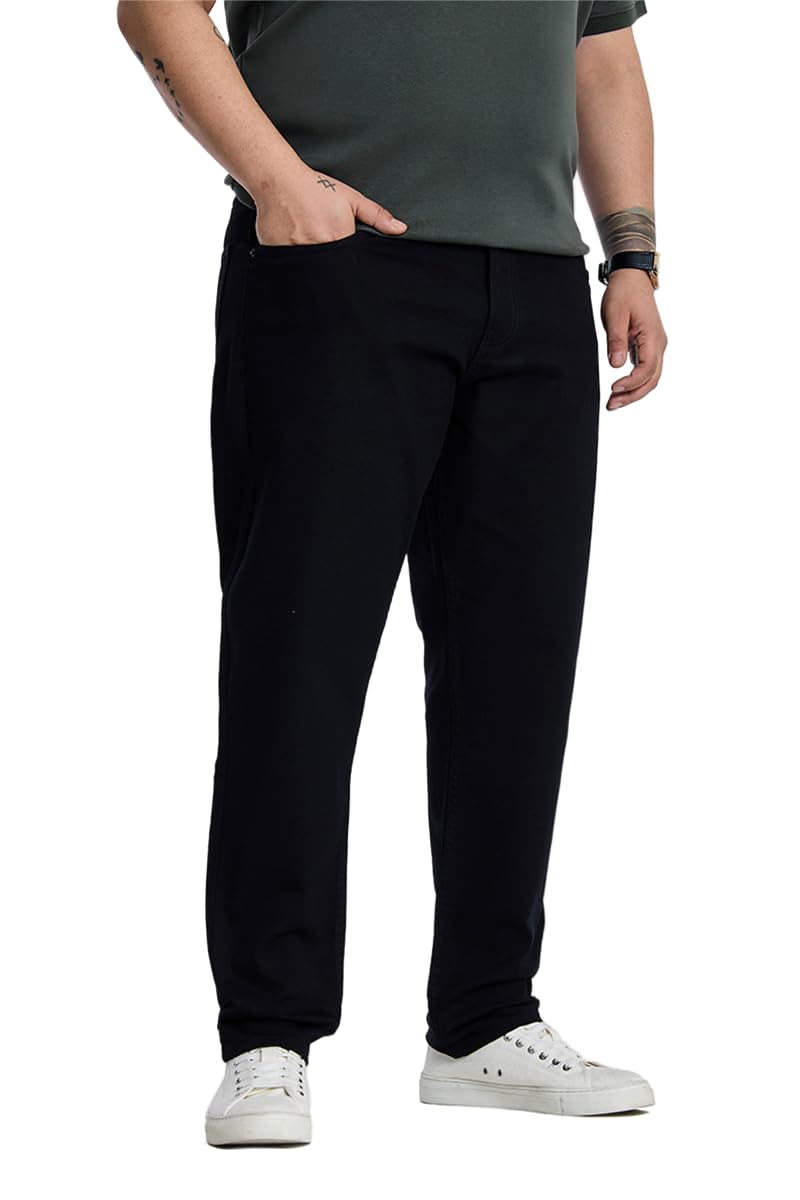 snitch Men Casual Plus Size Jeans| Slim Fit Mid Rise Solid Design | Breathable Cotton Blend & Durable Woven Fabric, Social Gatherings & Everyday Use-picture-20