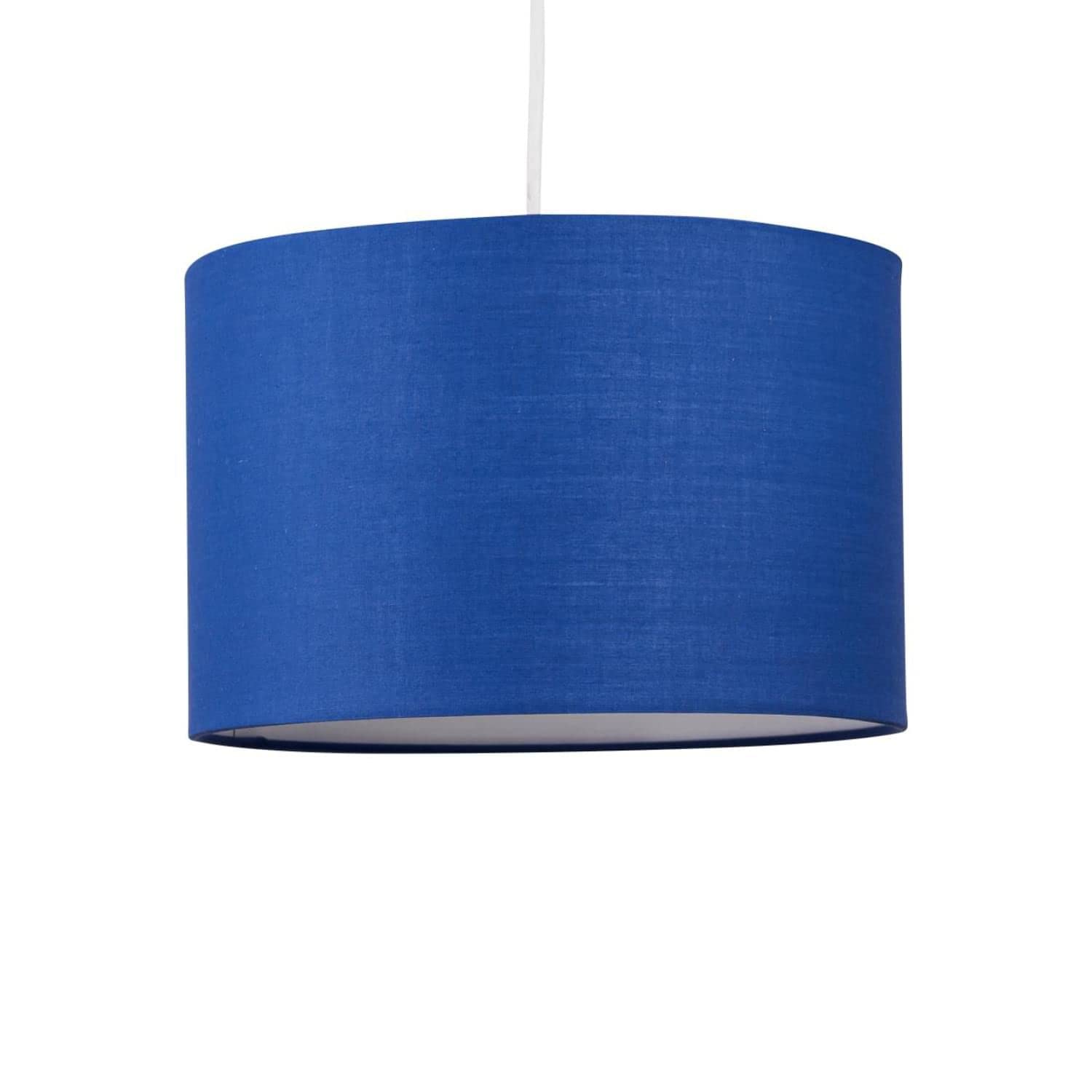 Firstchoicelighting Navy Blue Ceiling Light Shade Easy Fit Ceiling Lightshade Modern 25Cm Drum Shade Cotton Fabric