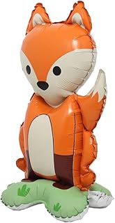 Selfstand 3D Animal Fox Koala Lion Elephant Panda Cow Rabbit dinosaur Triceratops Stegosaurus Baby shower Ball Foil Balloons Birthday Party Baby Shower Decorations Kids Toys (Base Fox)