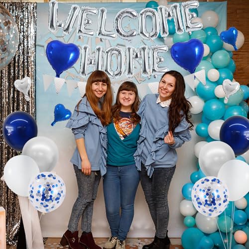 Image of TONIFUL 16 Inch Silver Welcome Home Foil Letter Balloons Banner Decor Kit