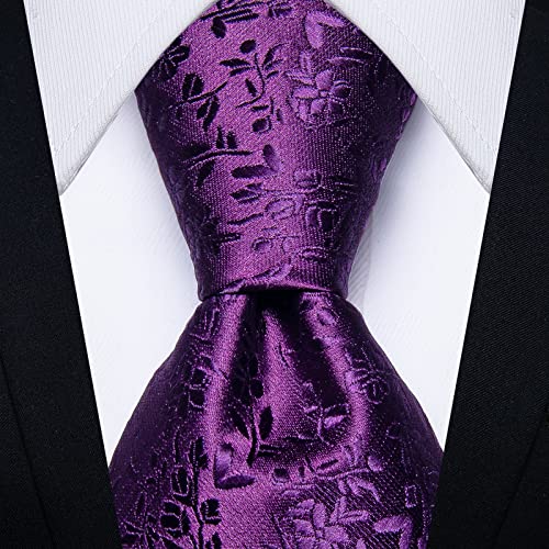 Image of DiBanGu Mens Paisley Tie Set Silk Woven Jacquard Necktie and Pocket Square Cufflinks Gift Set for Wedding Bussiness