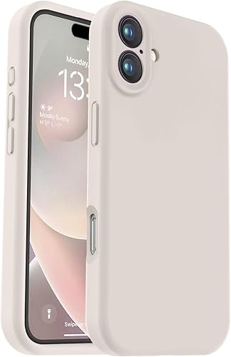 Vooii Compatible with iPhone 16 Plus Case, Liquid Silicone Upgrade [Camera Protection] [Soft Anti-Scratch Microfiber Lining] Shockproof Phone Case for iPhone 16 Plus 6.7 inch - Stone