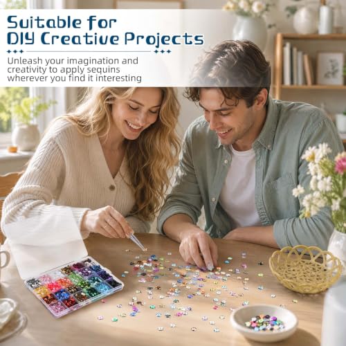 Image of 6MM Bulk Loose Sequins, 24 Colors Round Embroidery Sequin for Crafts