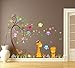 Wallpark groß Bunt Blume Baum mit Niedlich Eulen Giraffe Löwe Abnehmbare Wandsticker Wandtattoo, Kinder Kids Baby Hause Kinderzimmer DIY Dekorativ Kunst Wandaufkleber