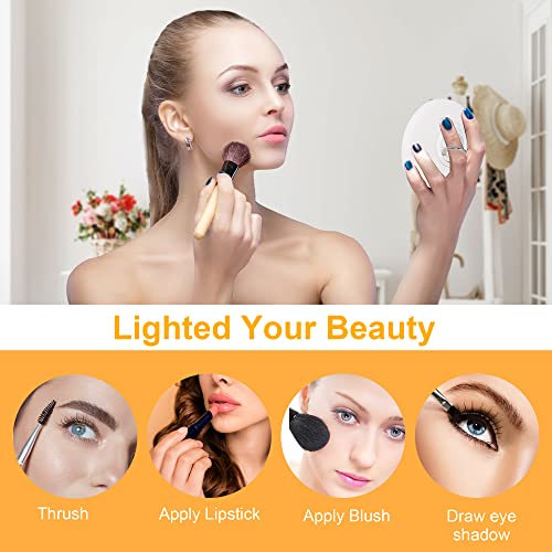 Arrozon Compact Mirror With Light, Travel Mirror Small Handheld Mirror, Pocket Travel Makeup Mirror With Light, 3.5 Inch Led Mini Vanity Mirror Dimmable For Purses, Handbag And Pocket, Round #TOP1