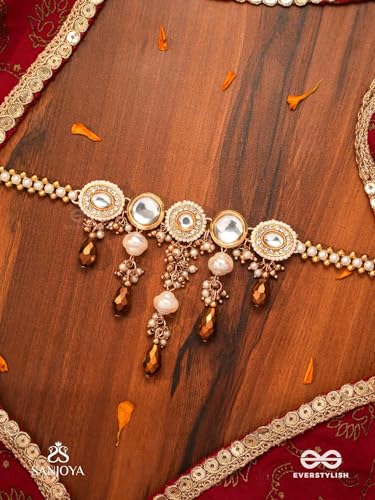 Image of SANJOYA BY EVERSTYLISH Necklace With Dewy White Pearls And Warm Earthy Tone Beads Lightweight Jewelry For Women | Party, Festive, Wedding & Gifting