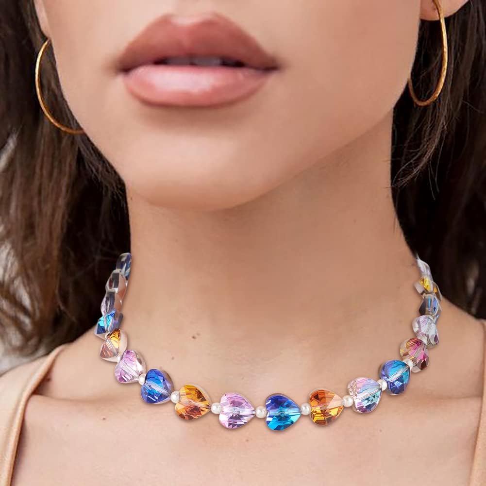 Cheriswelry 150pcs Faceted Heart Transparent Glass Beads 10mm Loose Spacer Love Heart Beads 15 Color Crystal Handmade Crafting Beads for DIY Earring Bracelet Necklace Jewelry Making - Image 4