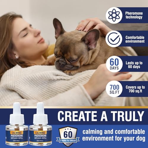 Feromoni Per Cani Calmante 3 In 1 Tranquillit Kit(1 Diffusore + 2 Ricaricha 48Ml) Calmanti Cane Calm Irrequieti Stressati Per Rilassanti E Tranquillanti Cani Diffusore 60 Giorni Sapore Di Insapore - 2