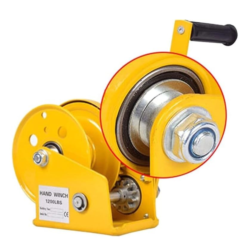 Image of Heavy Duty Brake Winch - Hand Operated, Multifunction Towing Winch for Garages and ATV, Bidirectional Self-Locking Device (1200Lb | 545Kg)