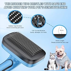 Dog Brush Kit for Shedding Short Long Haired Cats, Self-cleaning Slicker Brush for Small Medium Large Animals. 3 in 1 Grooming Set Include Flea Comb, Bath Brush