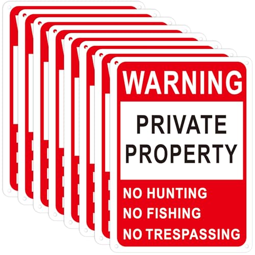 Lineshading 8 Pcs No Trespassing No Hunting Signs Posted, Red, 10x7"