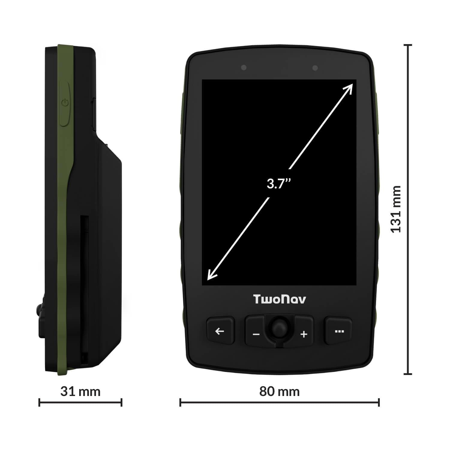 TwoNav Aventura 2 Plus Motor, GPS navigateur on-Road et Off-Road avec écran 3,7 Pouces pour Moto, Voiture, 4x4, Quad avec Cartes incluses. Couleur Vert