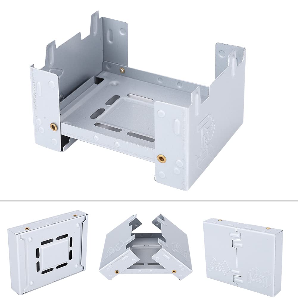 Backpacking Stove, Folding Camp Stove with 2 Pcs Portable Foldable Folding Stove for Outdoor (Silver)